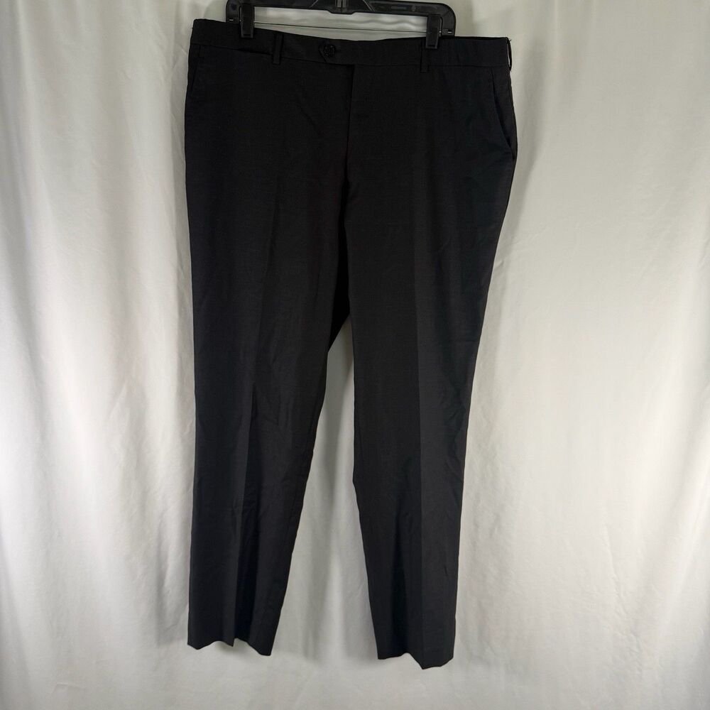 Venezia Wool Cashmere Dress Pants Men's 56 40x31 Dark Grey Flat Front Slash Pock